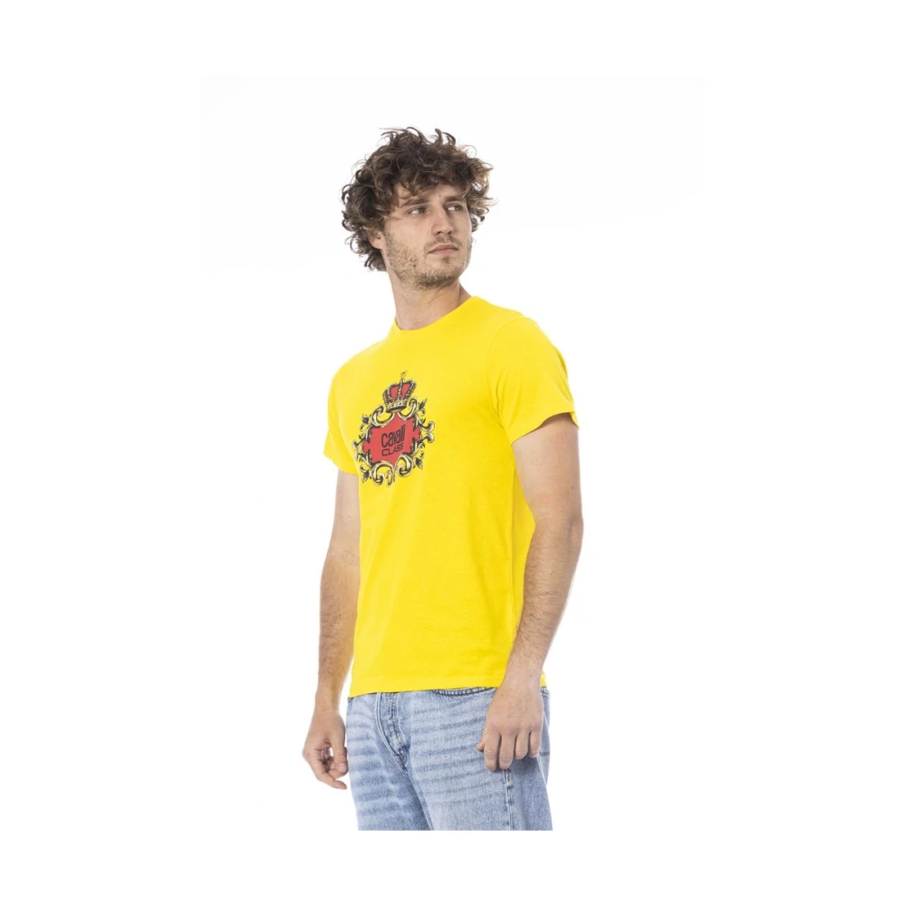 Cavalli Class Logo Print Ronde Hals T-Shirt Yellow Heren