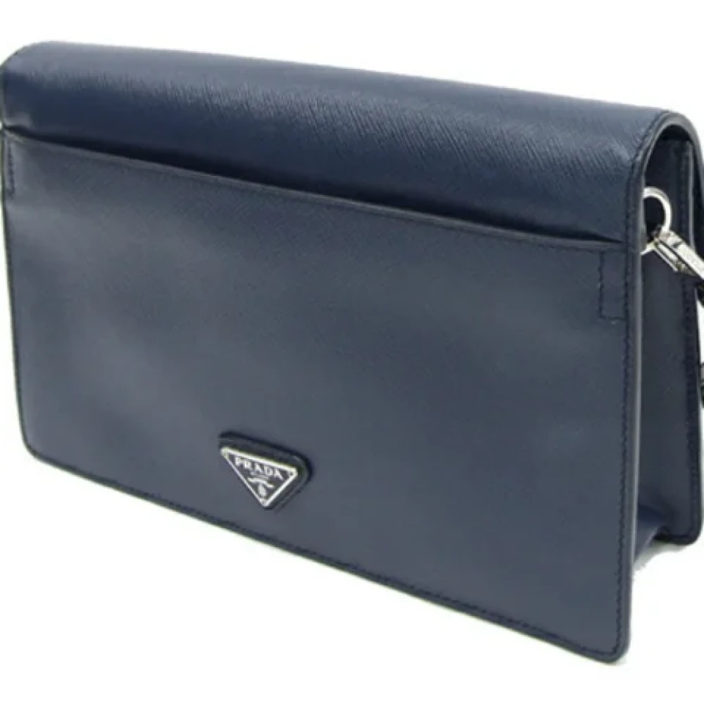 Prada Vintage Pre-owned Leather prada-bags Blue Heren