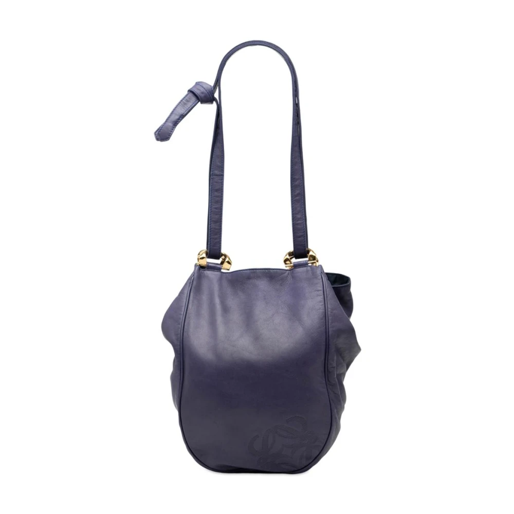Loewe Pre-Owned Women's Purple Pre-Owned Vintage Leather Shoulder Bag With Embossed Anagram