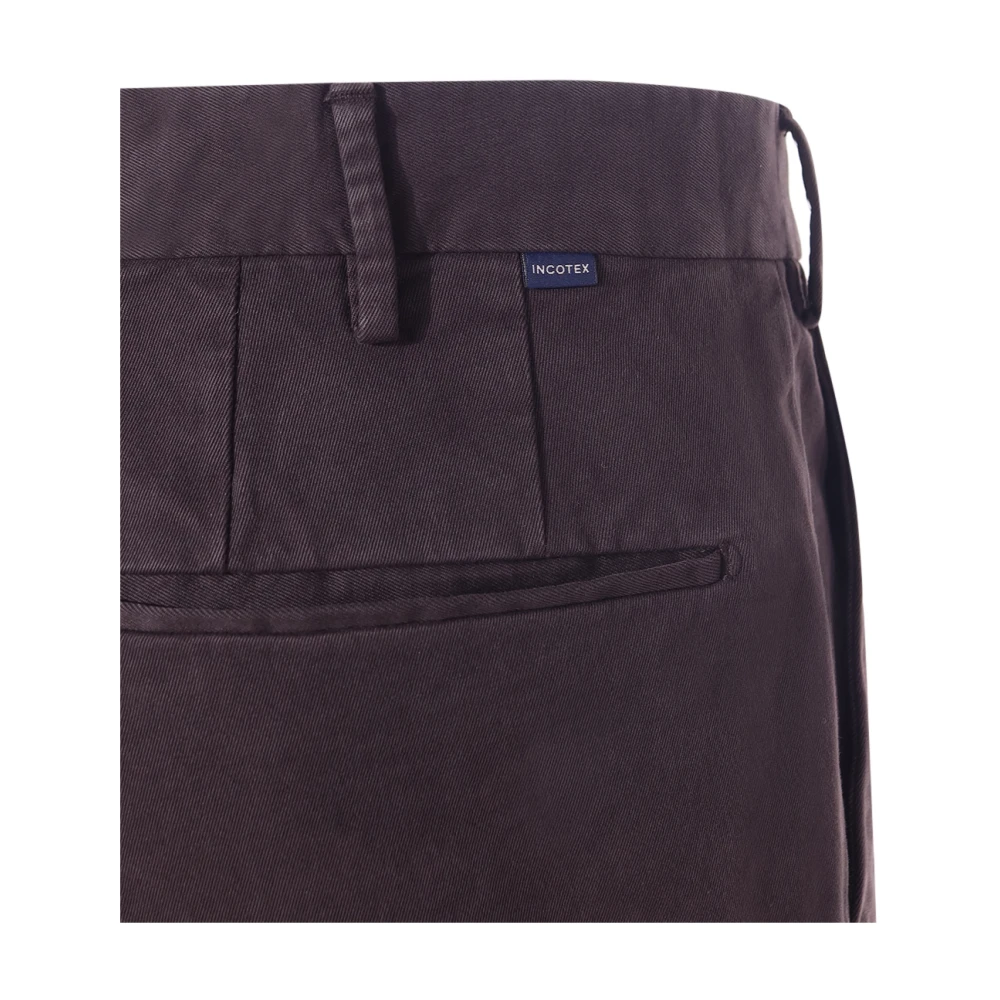 Incotex Donkerbruine katoenen broek Brown Heren