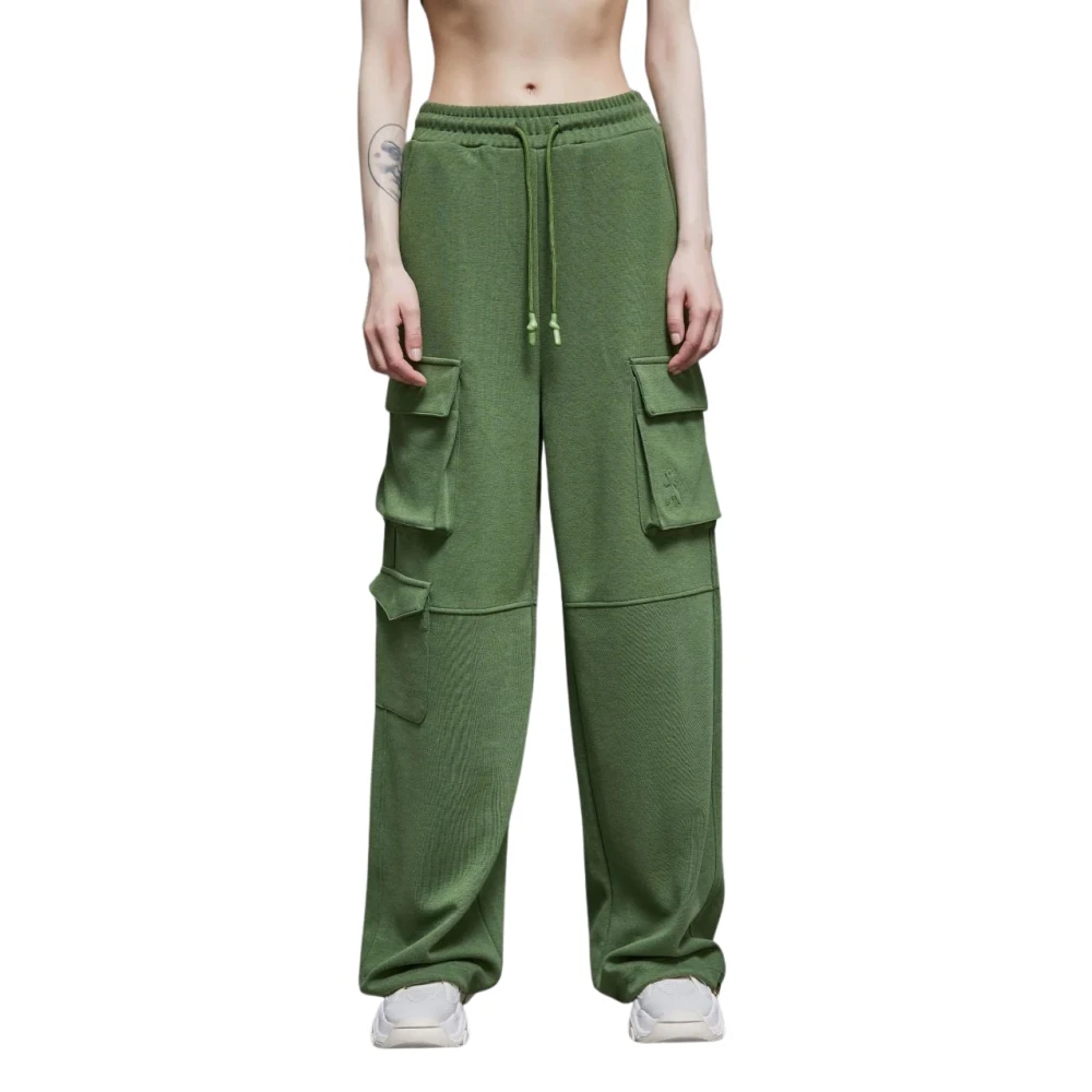 PATRIZIA PEPE Cargo Sweatpants Levendige Kleur Comfort Fit Green Dames