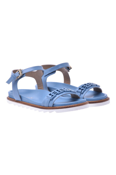 Sky blue calfskin sandals