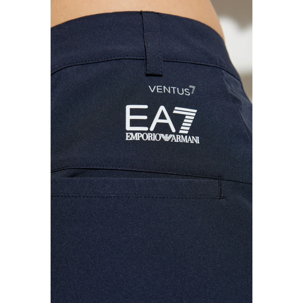 Emporio Armani EA7 Shorts met bedrukt logo Blue Heren