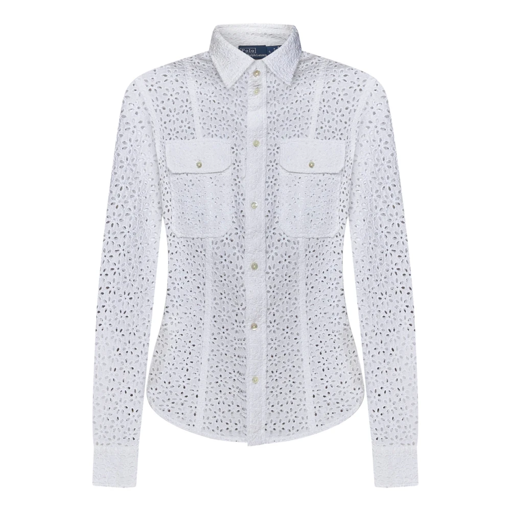 Polo Ralph Lauren Wit Linnen Overhemd met Knoopsluiting White Dames