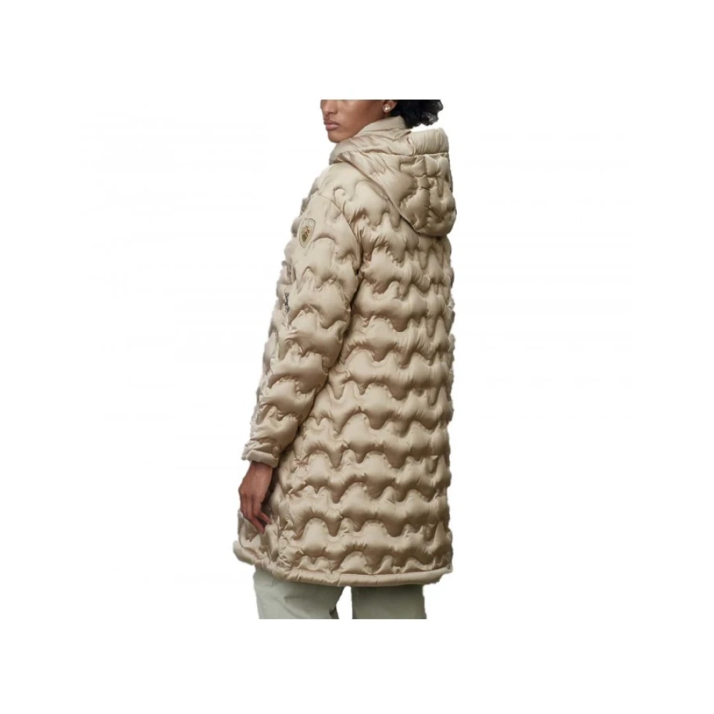 Blauer Hoge Kraag Lichtgewicht Gewatteerde Jas Beige Dames