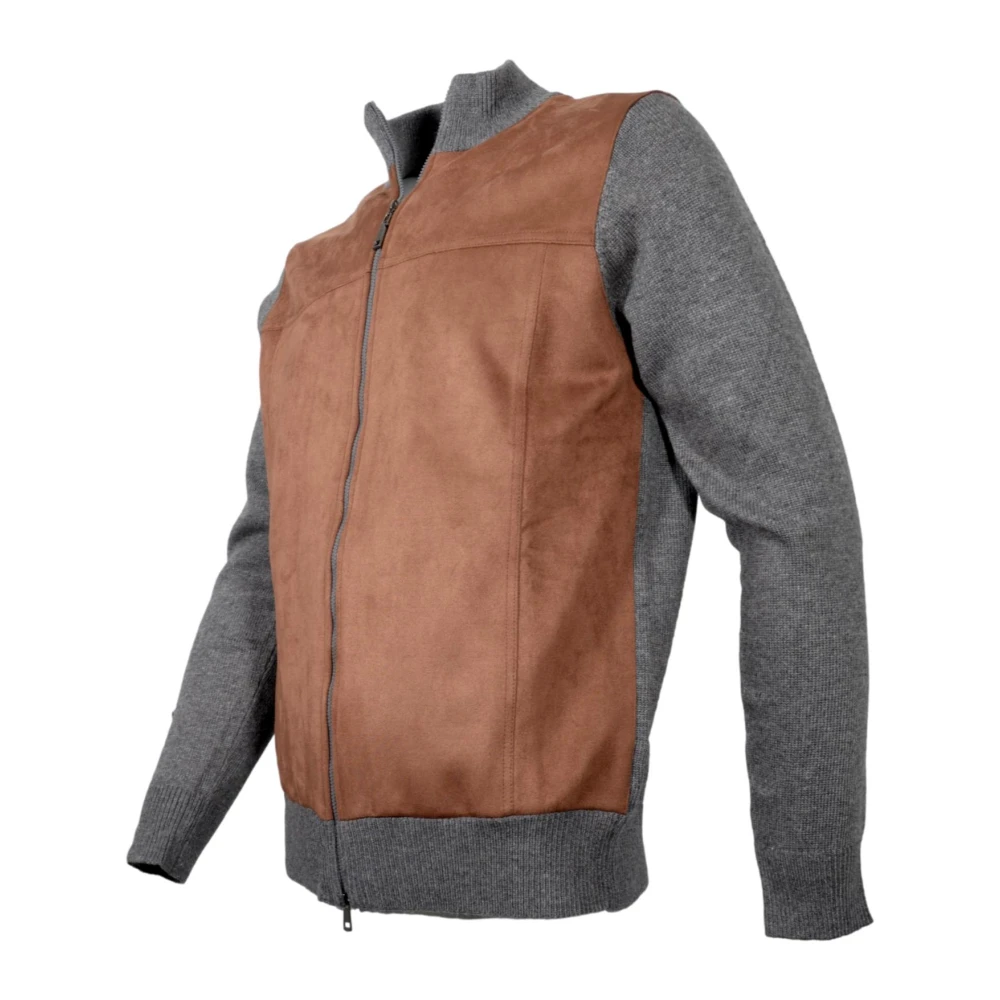 Cashmere Company Bruin Grijs Cashmere Alcantara Vest Multicolor Heren
