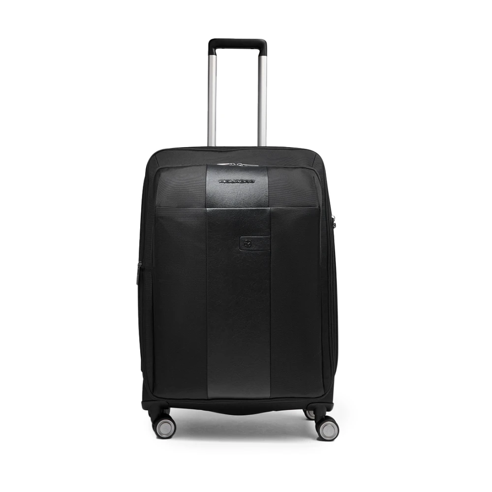 Piquadro Svart Medium Expandable 4-Hjuls Resväska