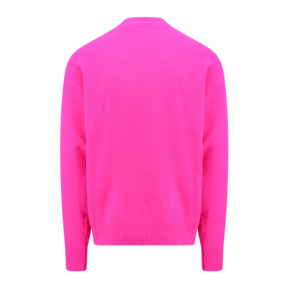 Palm Angels Luxe Wolmix Crew-Neck Sweater Pink Heren
