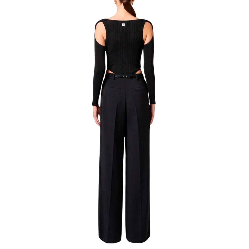 Elisabetta Franchi Wijde Pijp Cropped Broek Black Dames