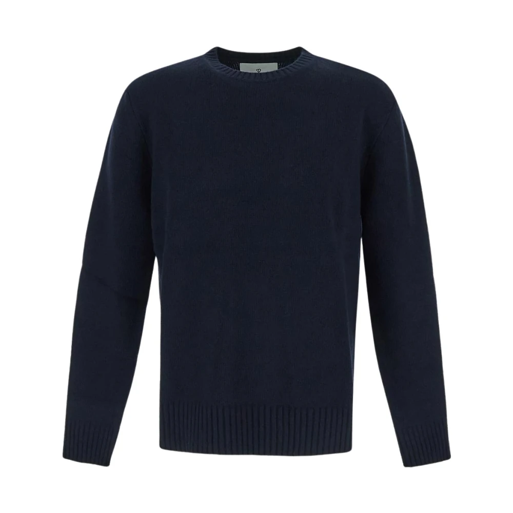 Seven Gauge Wollen Crewneck Sweater Blue Heren