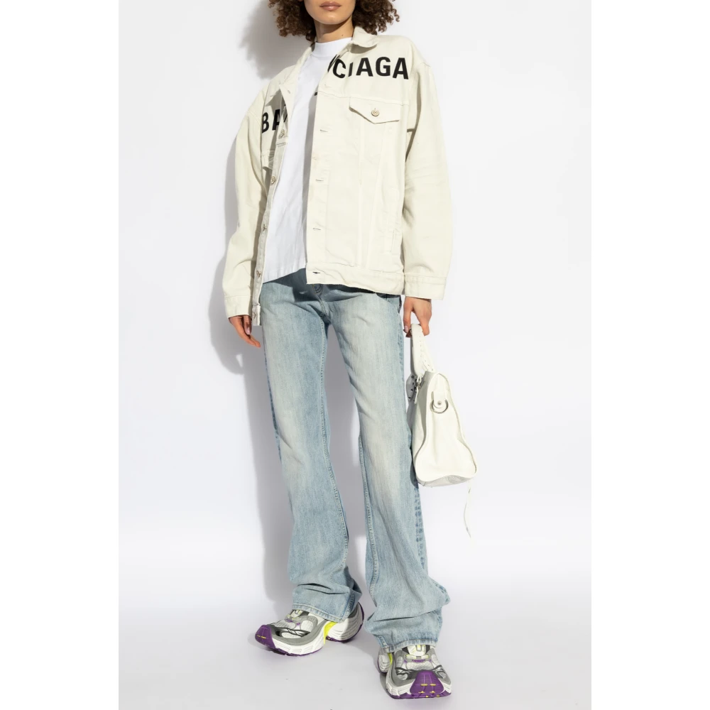 Balenciaga Denim Jack met Logo White Dames