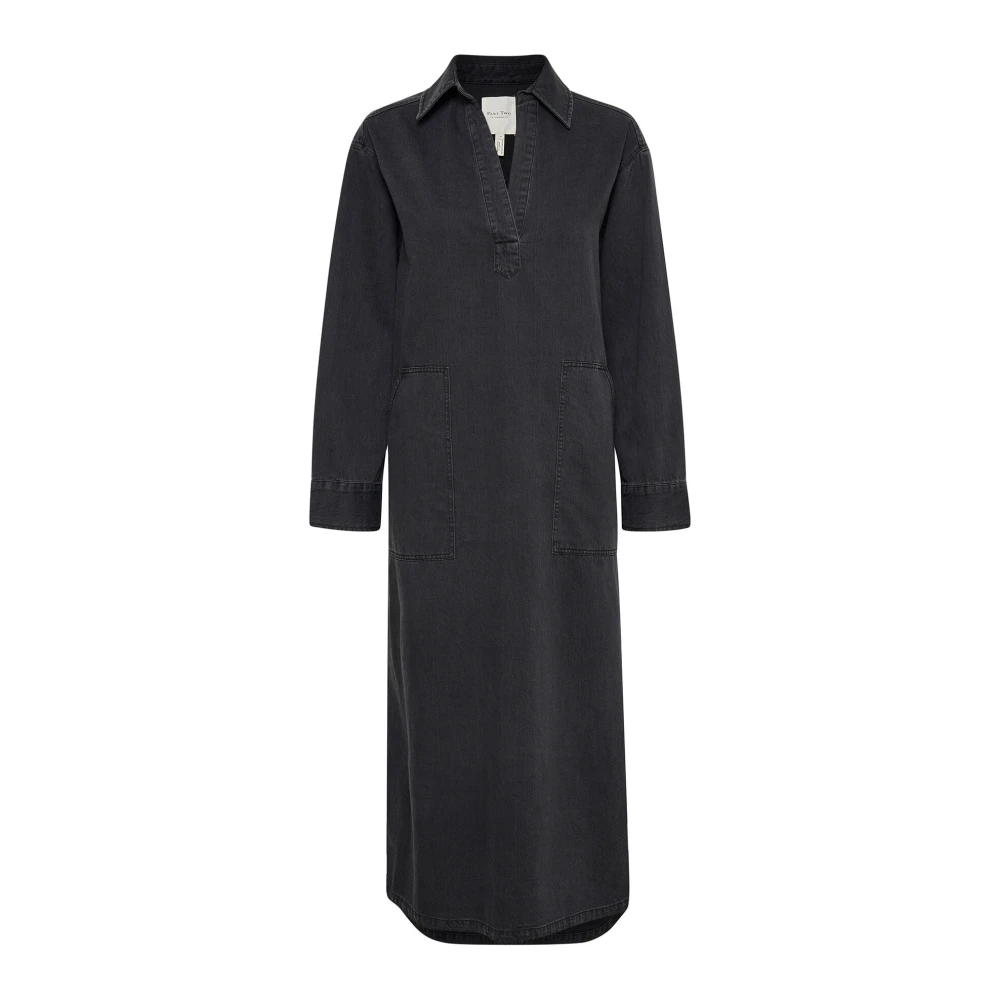 Part Two Denim Jurk Lollapw Dr Gewassen Zwart Black Dames