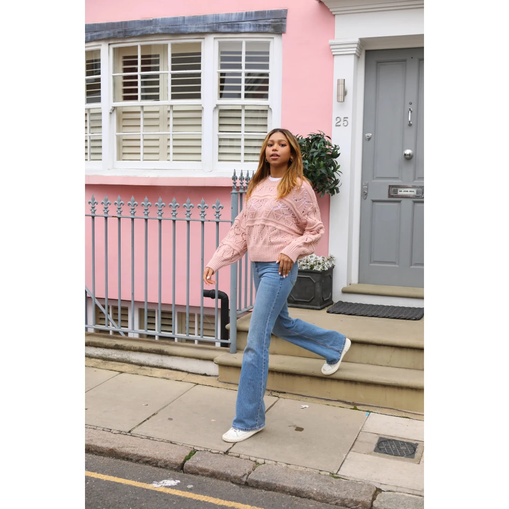 American Dreams Roze Katoenen Trui met Origineel Patroon Pink Dames