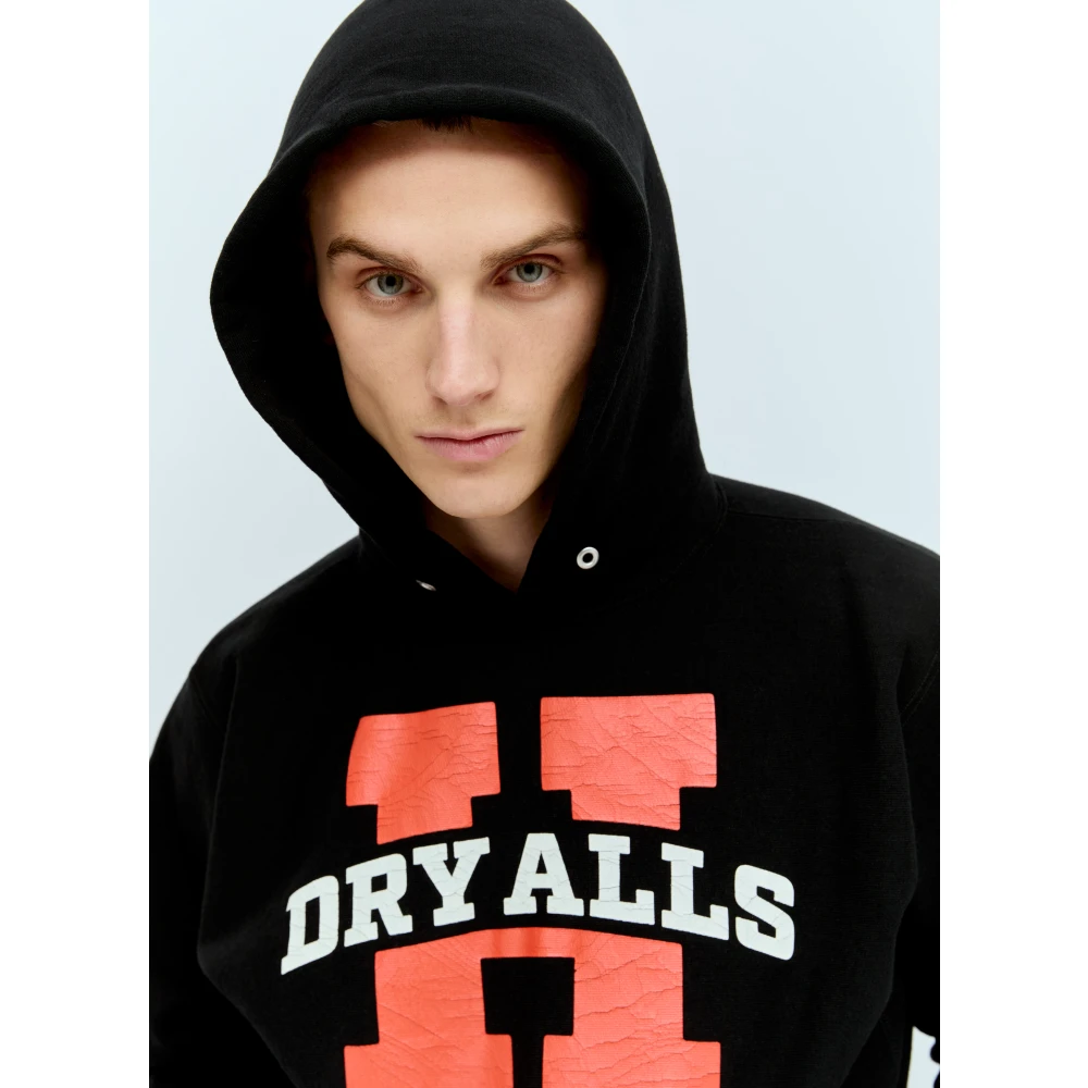 Human Made Hoodie met Distressed Tekstprint Black Heren