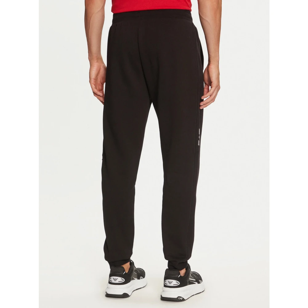 Emporio Armani EA7 Zwarte Broek Regular Fit Elastische Taille Black Heren