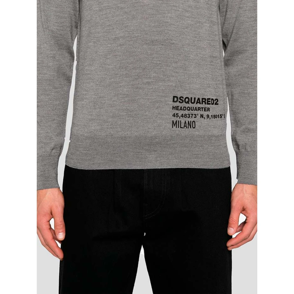 Dsquared2 Grijze Gebreide Crewneck Trui Gray Heren