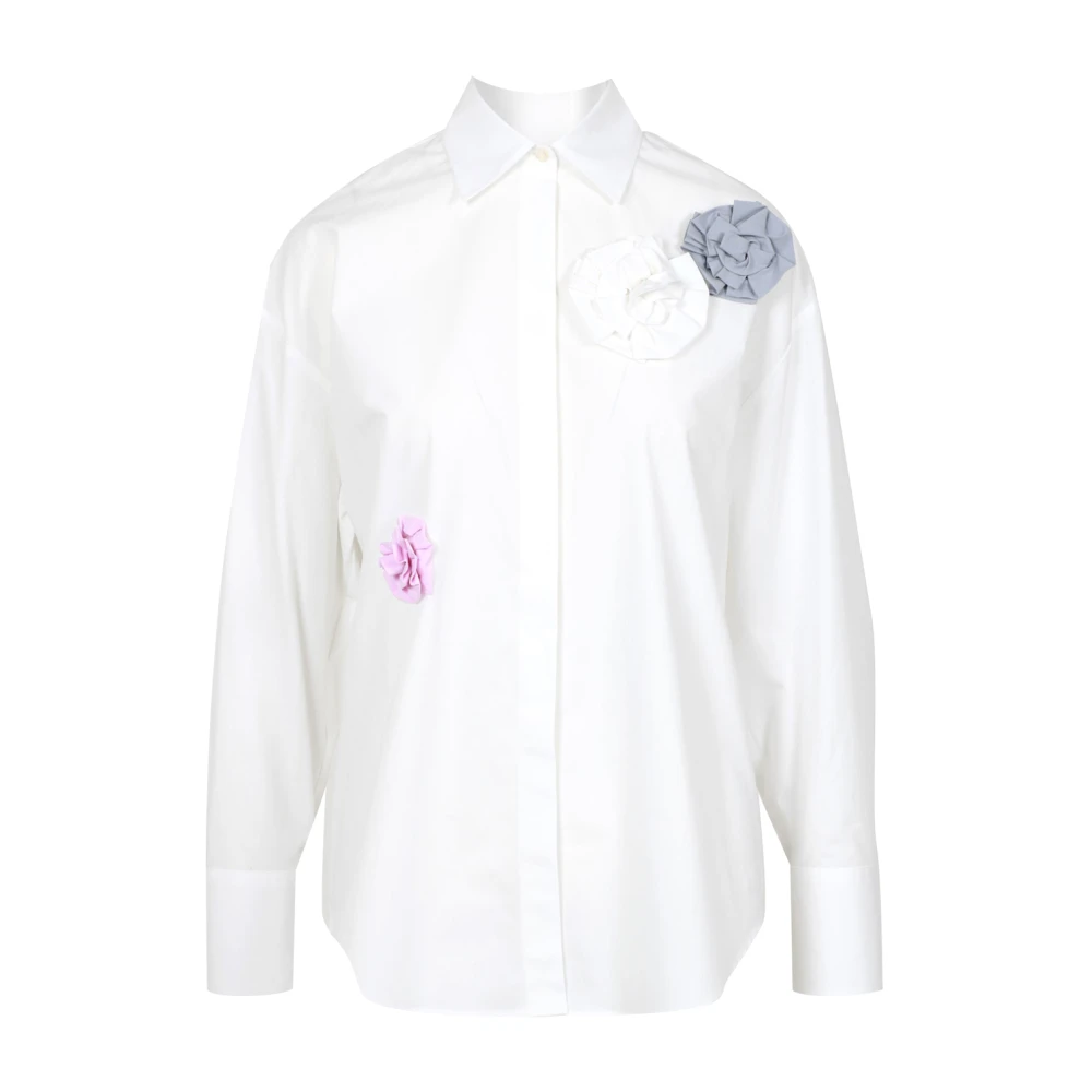 Msgm Bloemenapplicatie Poplin Overhemd White Dames