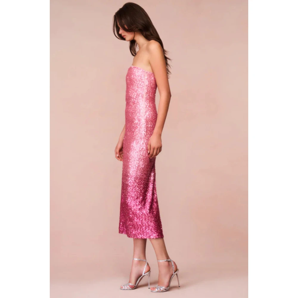 Loveshackfancy Paillet Ombre Midi Feestjurk Pink Dames
