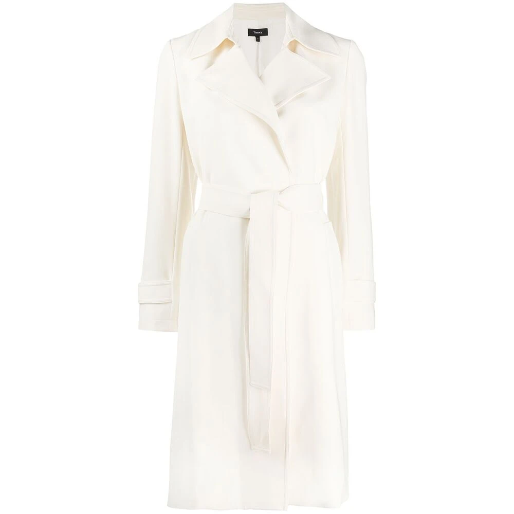 Theory Beige Geriemde Trenchcoat White Dames