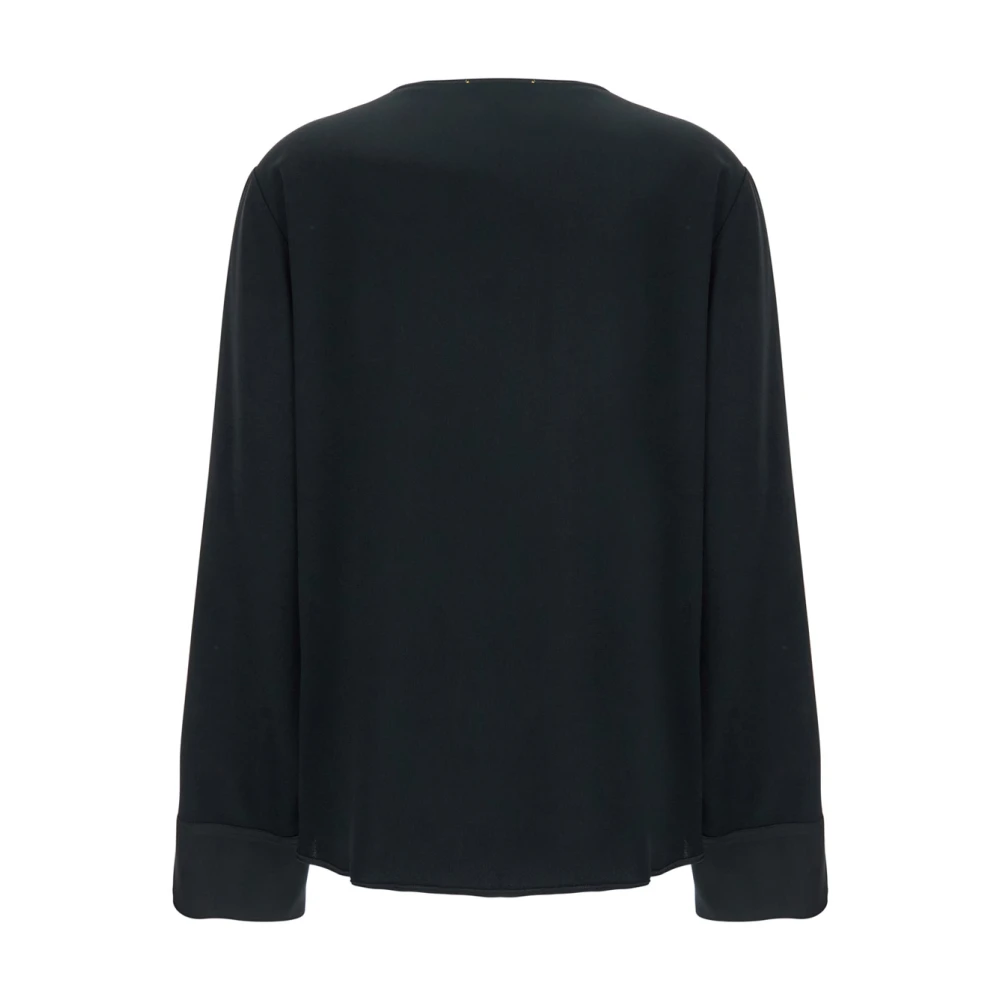Forte Zwarte V-hals trui vrouw acetaatmix Black Dames