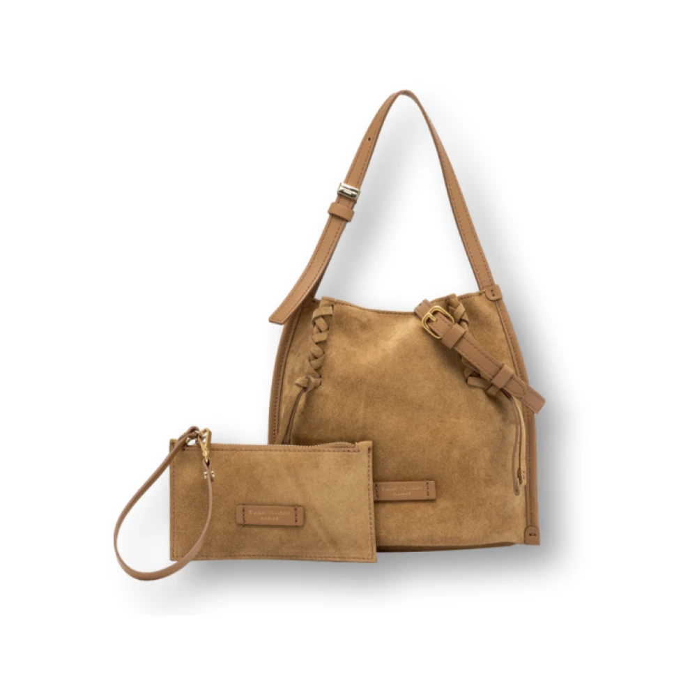 Gianni Chiarini Trendy Suède Handtas met Iconische Details Brown Dames