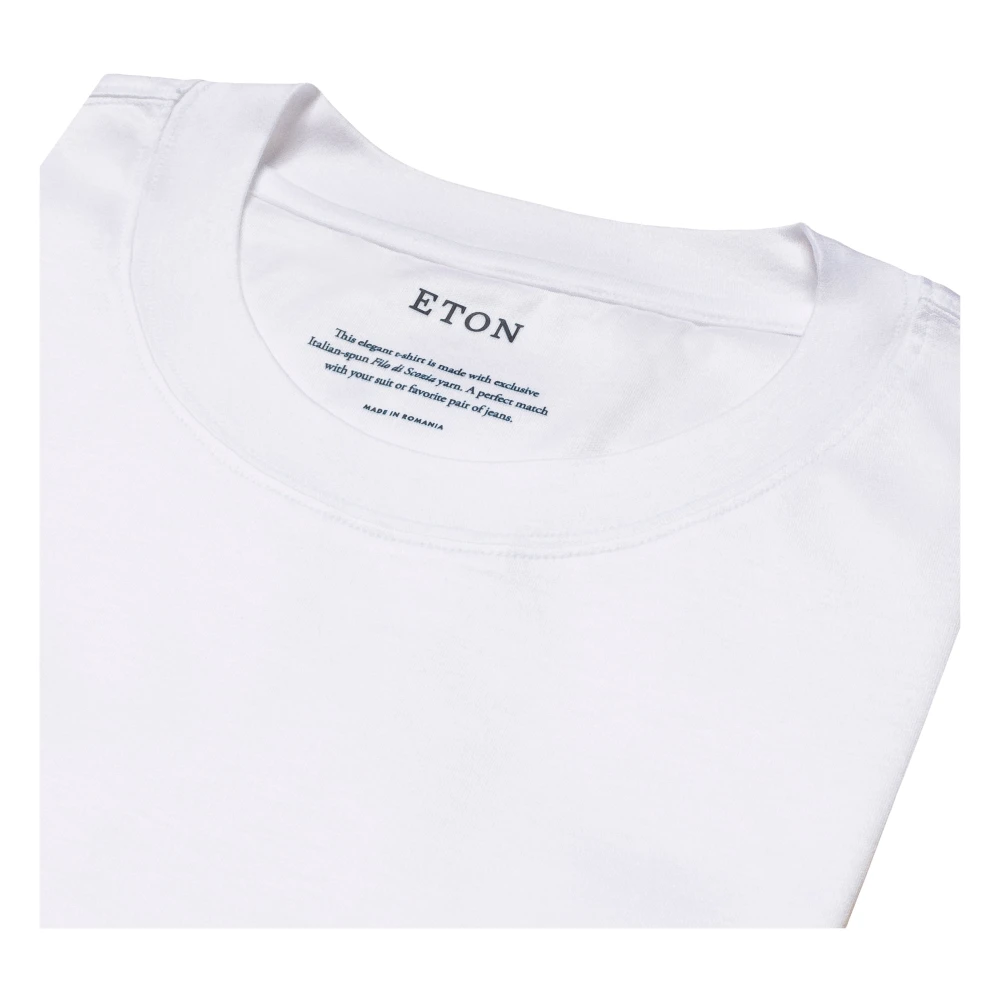 Eton Luxe Katoenen Crewneck T-shirt White Heren