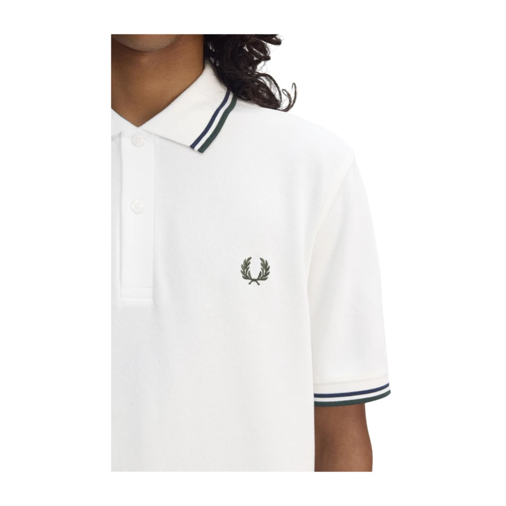 Fred Perry Polo met dubbele streep White Heren