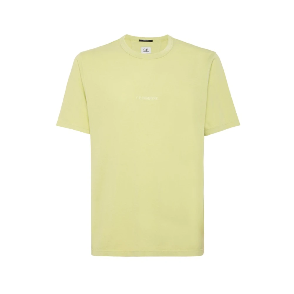 C.P. Company Italiaans Jersey Gekleurd Logo T-Shirt Yellow Heren