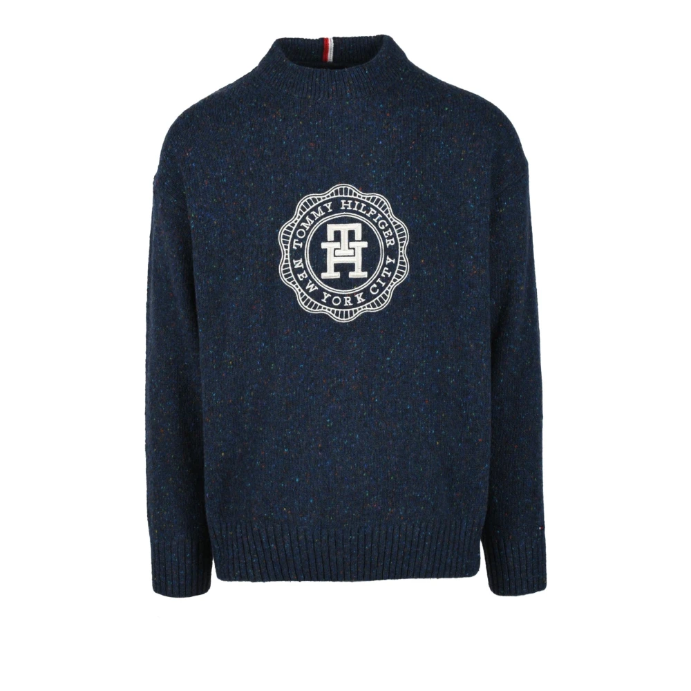 Tommy Hilfiger Wolmix Gebreide Trui Blue Heren