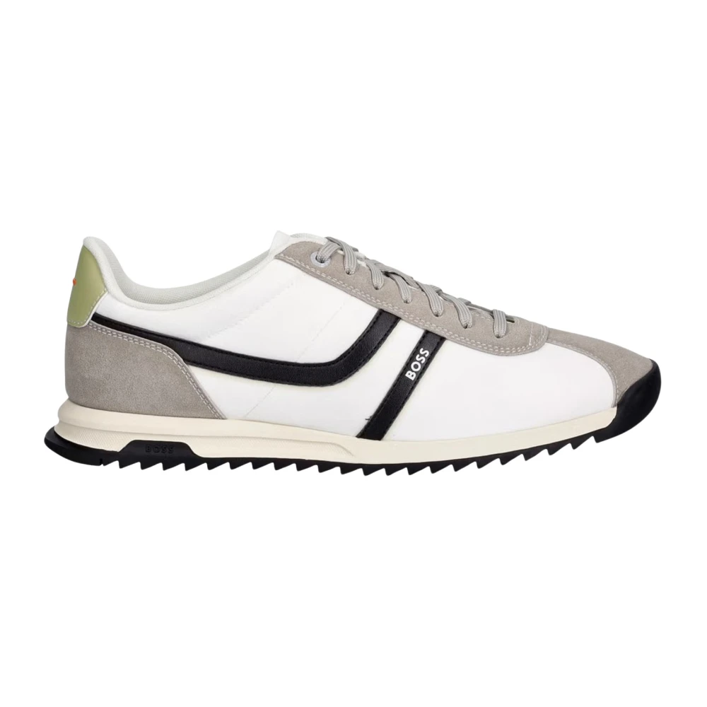 Hugo Sneakers van stof Ronde neus Vetersluiting aan de voorkant Logo Heren Schoenen Wit