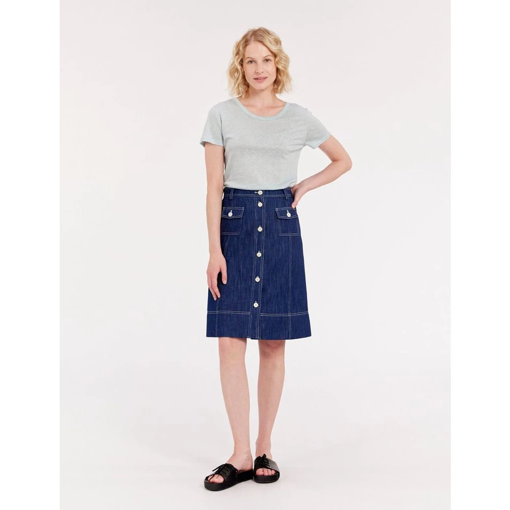 Ines De La Fressange Paris Elegante Denim Rok met Stijlvolle Details Blue Dames