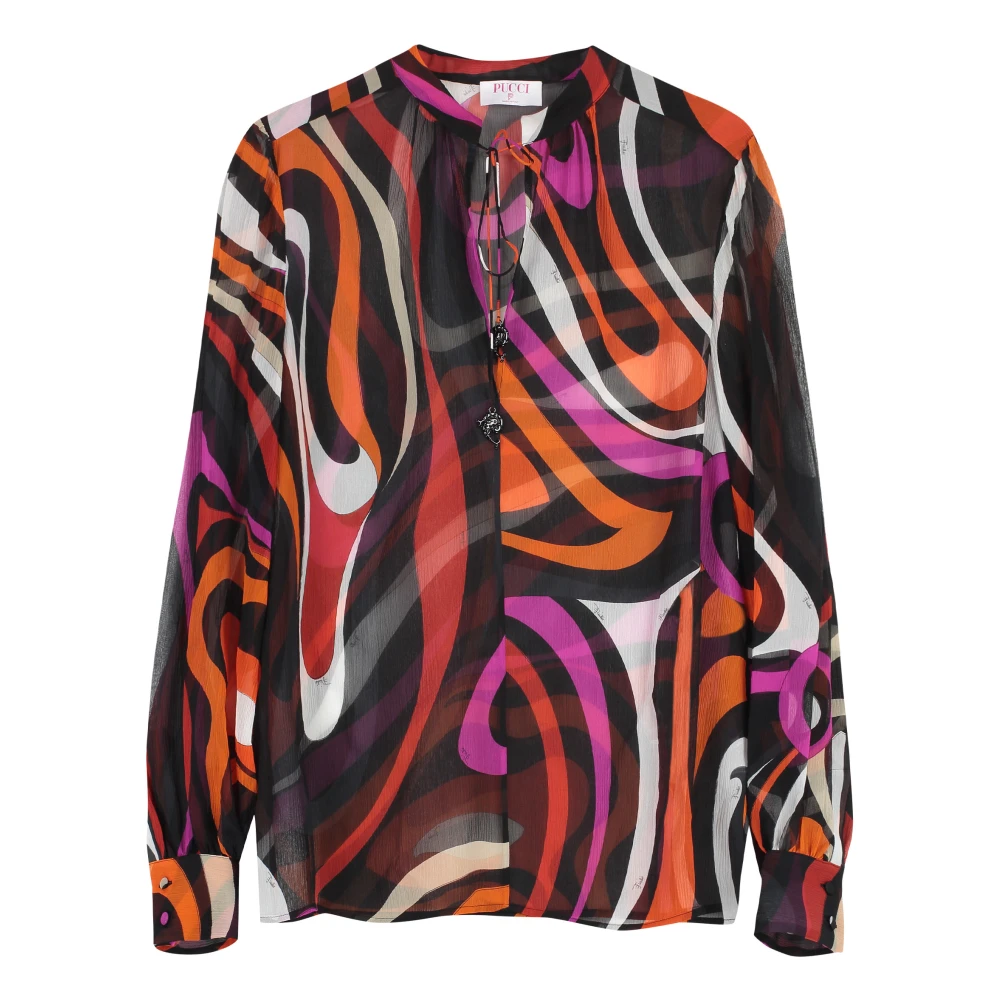 EMILIO PUCCI Zijden blouse met Marmo-print Multicolor Dames