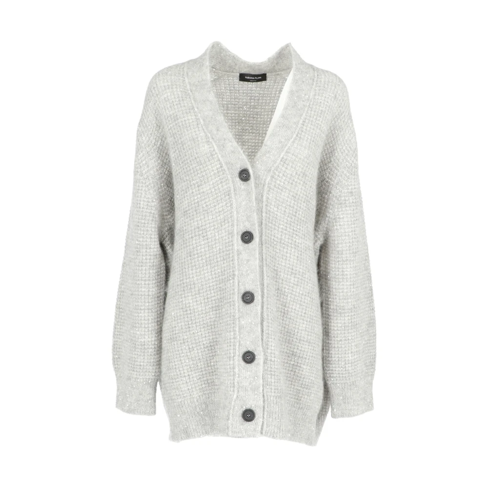 Fabiana Filippi Stijlvolle Gebreide Cardigan voor Vrouwen Gray Dames