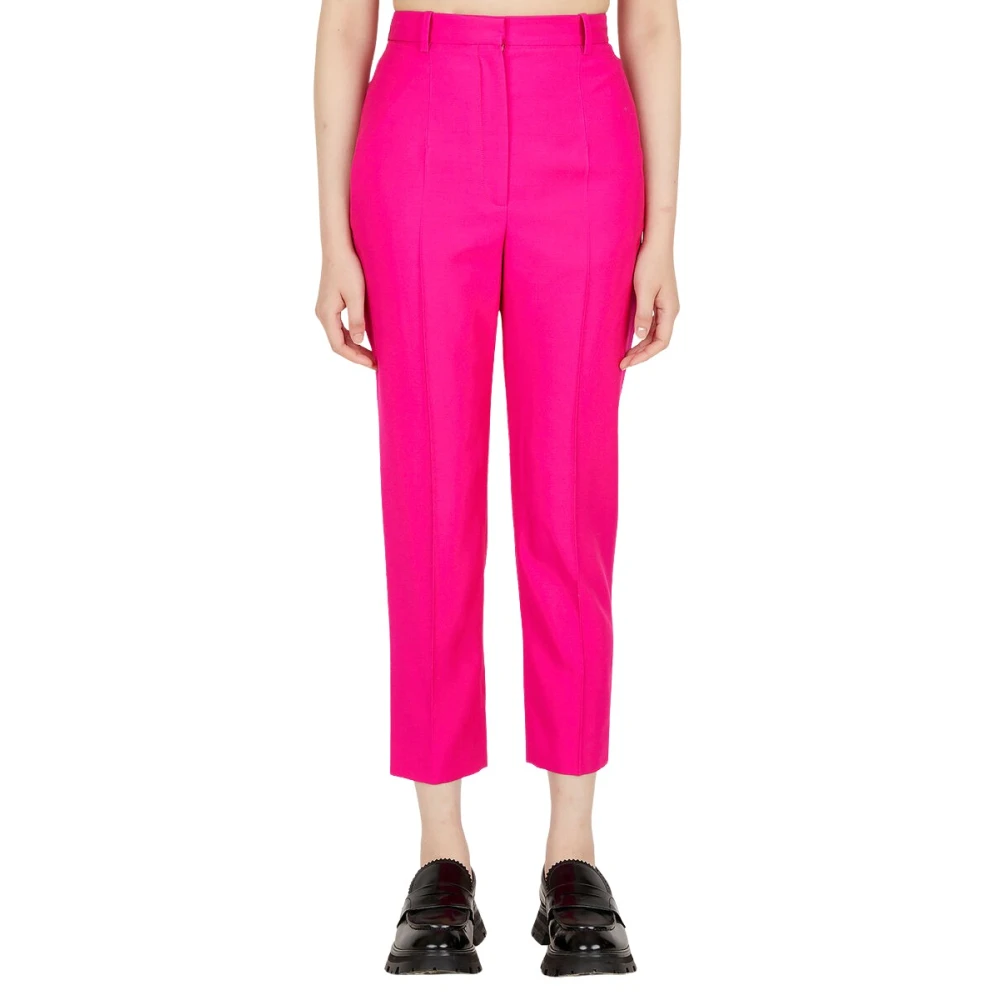 Alexander Mcqueen Women's Pink Tailored Cropped Suiting Trousers - Cropped Trousers - S - Trousers