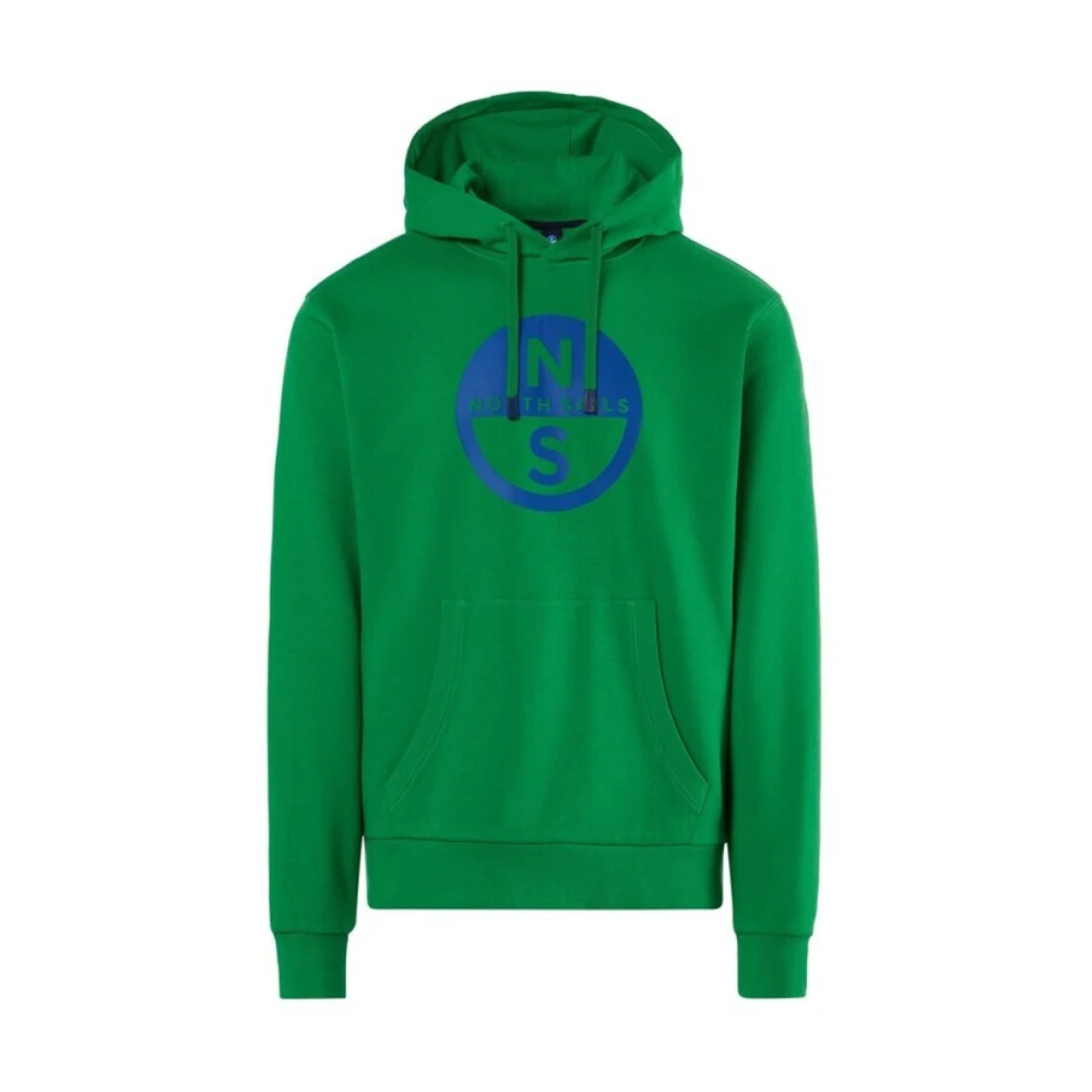 North Sails Men's Green Cotton Hoodie With Big Logo - Hoodies - 3XL - Sweatshirts & Hoodies
