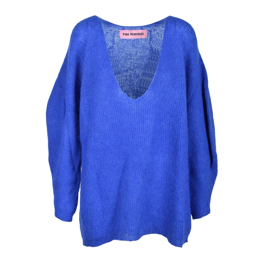 Pink Memories Zachte Mohair Blend Gebreide Trui Blue Dames