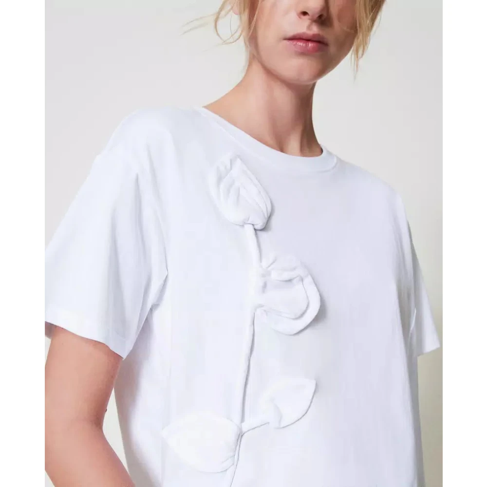 Twinset Handgeborduurd T-shirt White Dames
