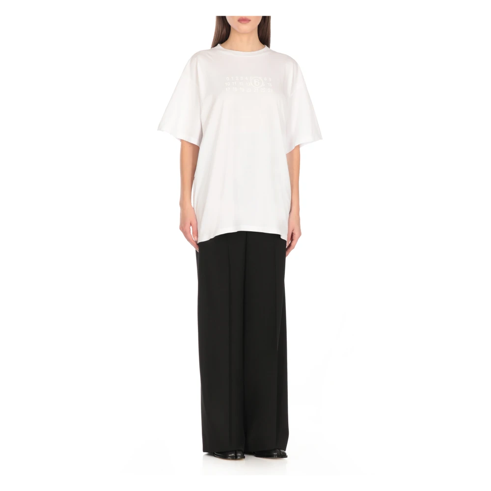 MM6 Maison Margiela Wit Katoenen T-shirt met Iconisch Logo White Dames