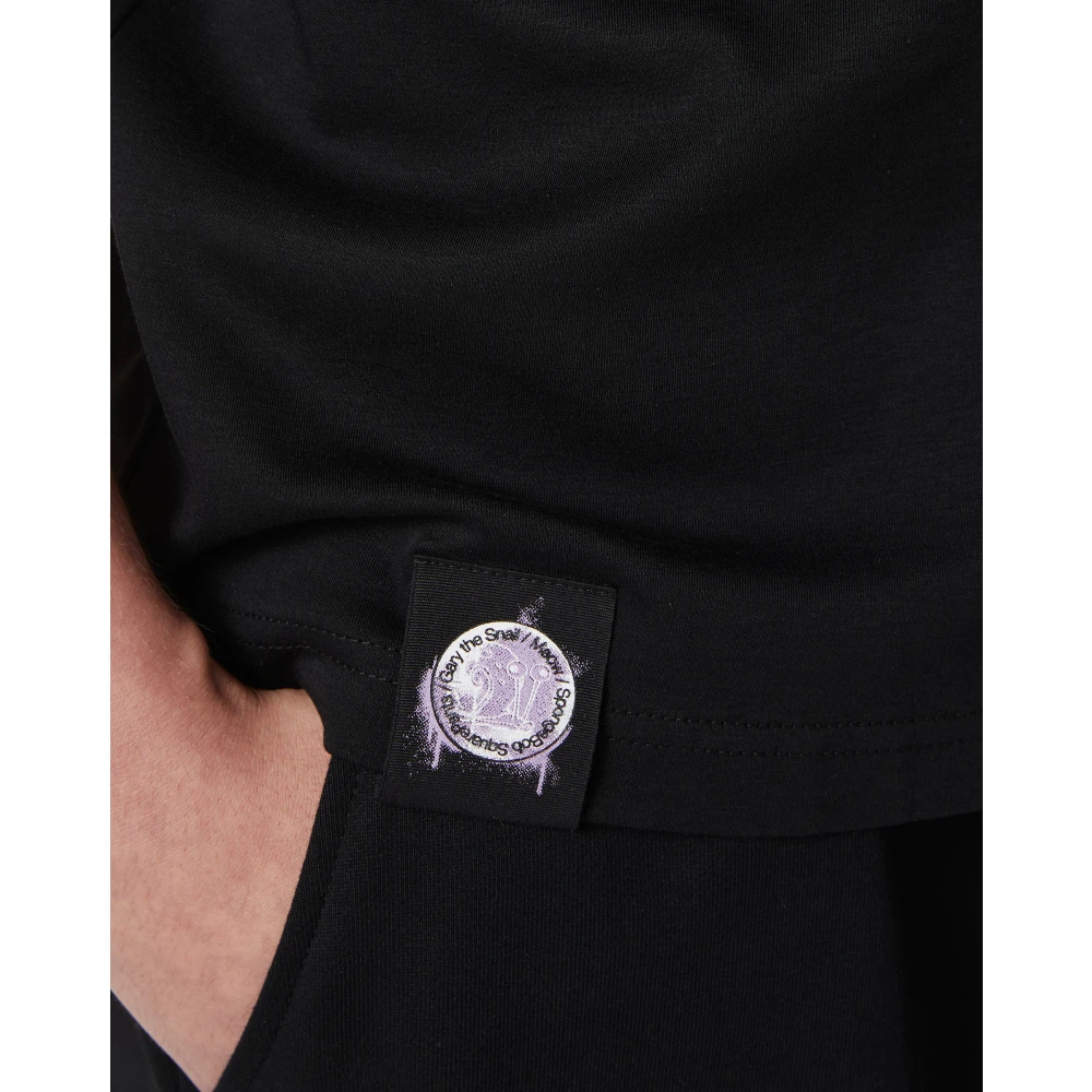 Iceberg Zwarte regular fit T-shirt van GOTS-gecertificeerde interlock stof Black Heren