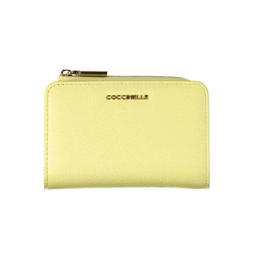 Coccinelle Gele Leren Portemonnee met Rits Yellow Heren