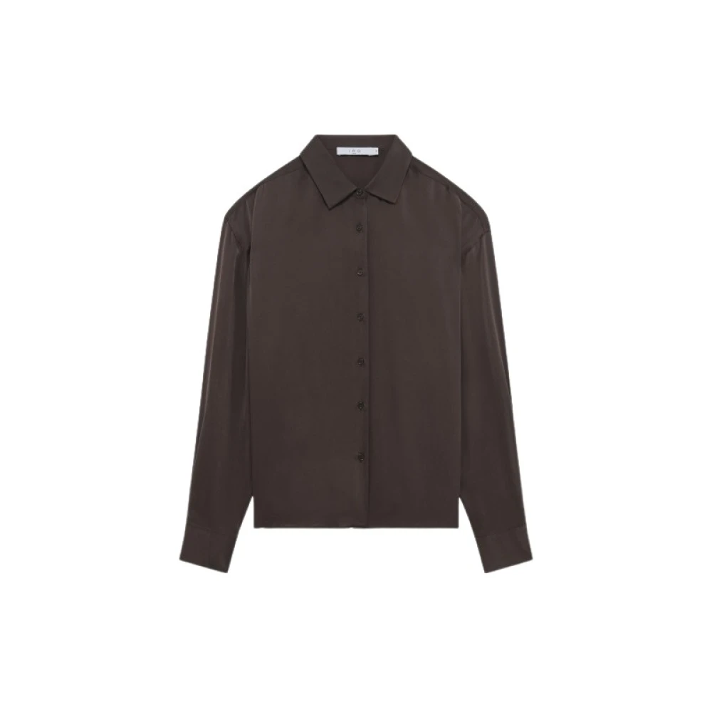 IRO Satijnen Zijden Knoopshirt Brown Dames