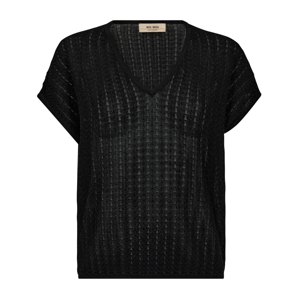 MOS MOSH Zwarte V-hals gebreide trui Black Dames