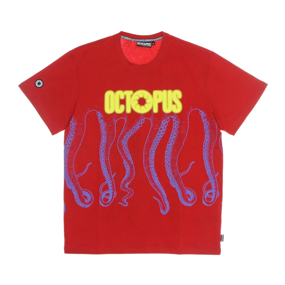Octopus Rode Blurred Tee Heren T-shirt Red Heren