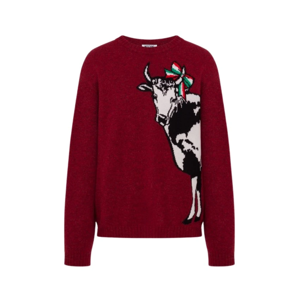 Moschino Men's Red Shetland Wool Pullover Archive