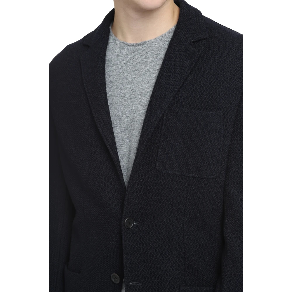 Canali Wollen Jas met Reverskraag Blue Heren