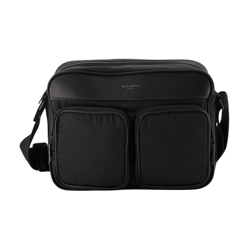 Saint Laurent Nylon Camera Tas Zwart Leer Black Heren