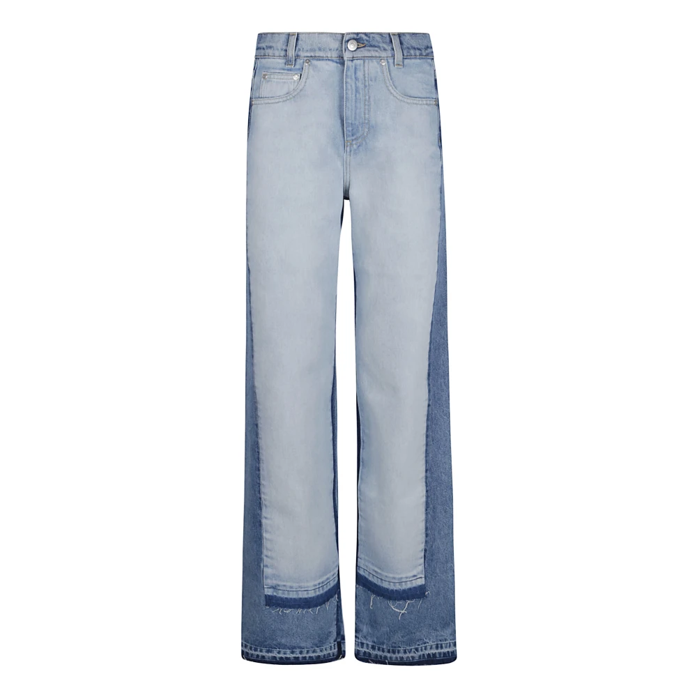 Stella Mccartney Blauwe Twee-Tinten Straight-Leg Jeans Blue Dames