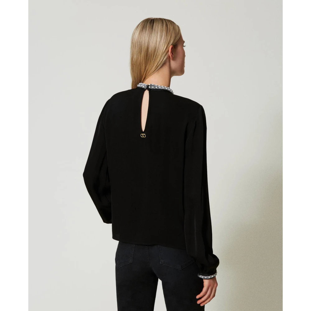 Twinset Zwart Geborduurd Overhemd Black Dames