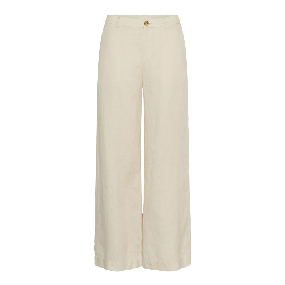 Part Two Women's Beige Wide Trousers, Xl, French Oak Wide Leg Linen Trousers