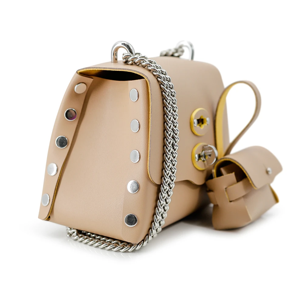 Zanellato Stijlvolle Beige Leren Schoudertas Beige Dames